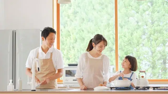 Family in clean home