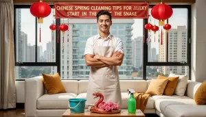 Man sharing spring cleaning tips for a lucky start in the Year of the Snake