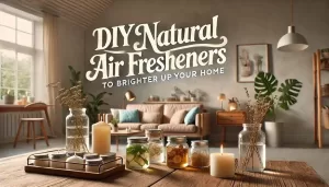 DIY natural air fresheners arranged with candles and herbs in a Singaporean home