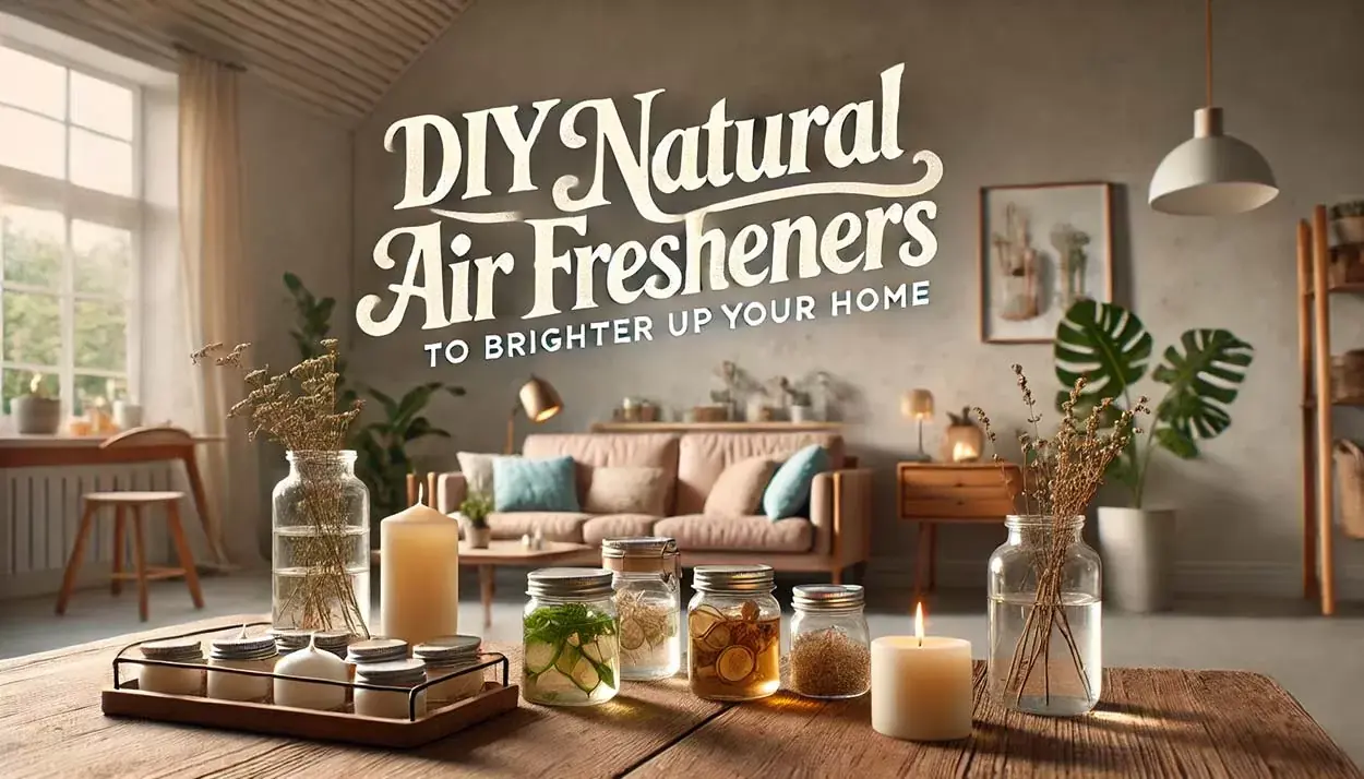 DIY natural air fresheners arranged with candles and herbs in a Singaporean home