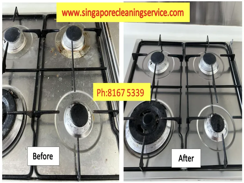 Before and after move out stove cleaning
