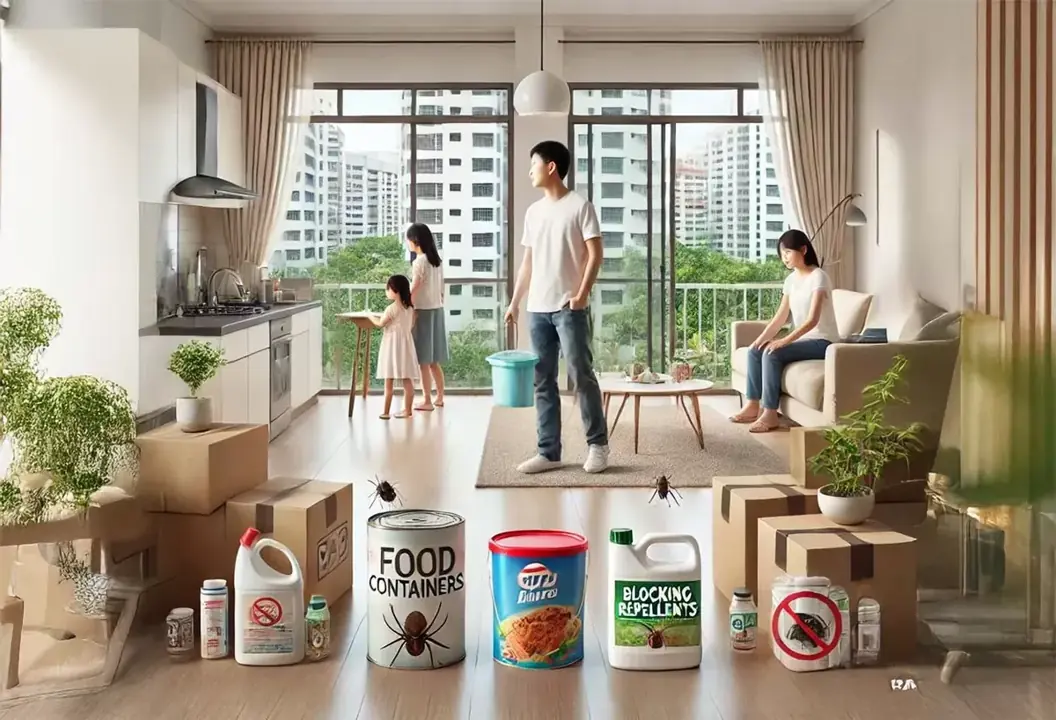 Family cleaning home to prevent pest infestation in Singapore flat