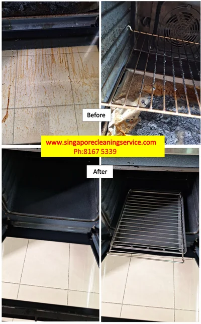 Oven cleaning before and after by part time house cleaner in Singapore