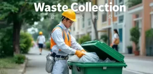 Rubbish collection at recycle bin