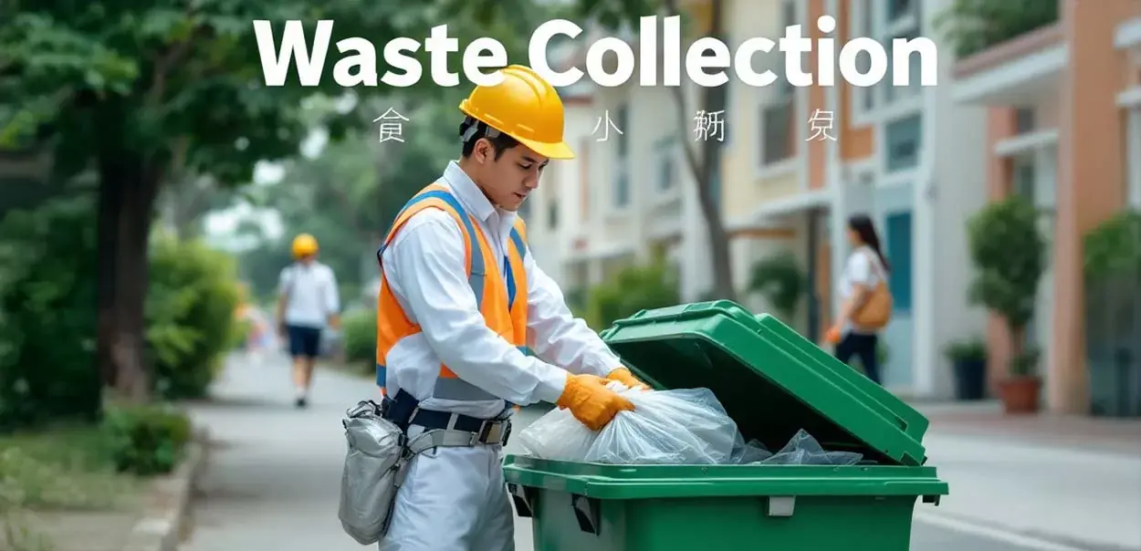 Rubbish collection at recycle bin