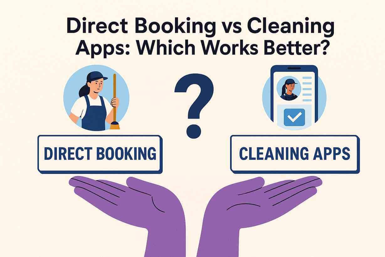 Direct booking vs cleaning apps comparison illustration
