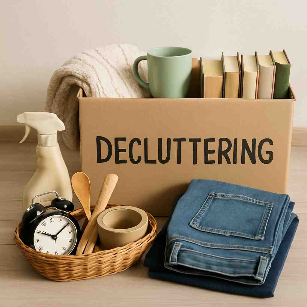 Decluttering items during spring cleaning