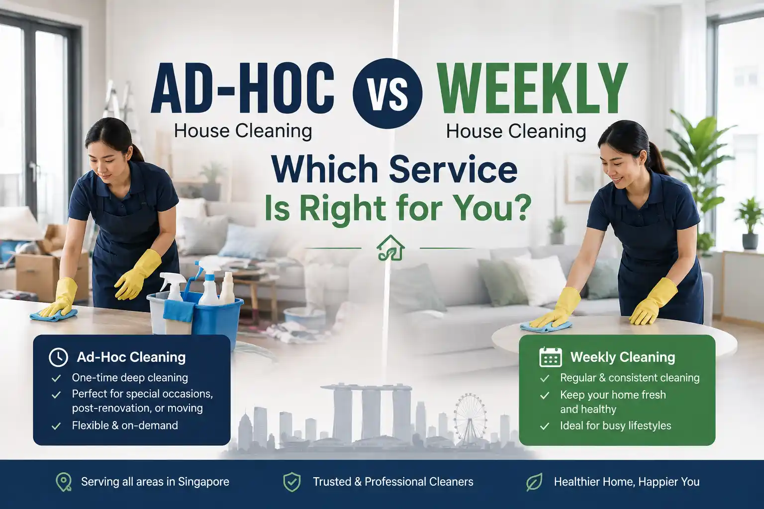 Ad-hoc vs weekly house cleaning services in Singapore